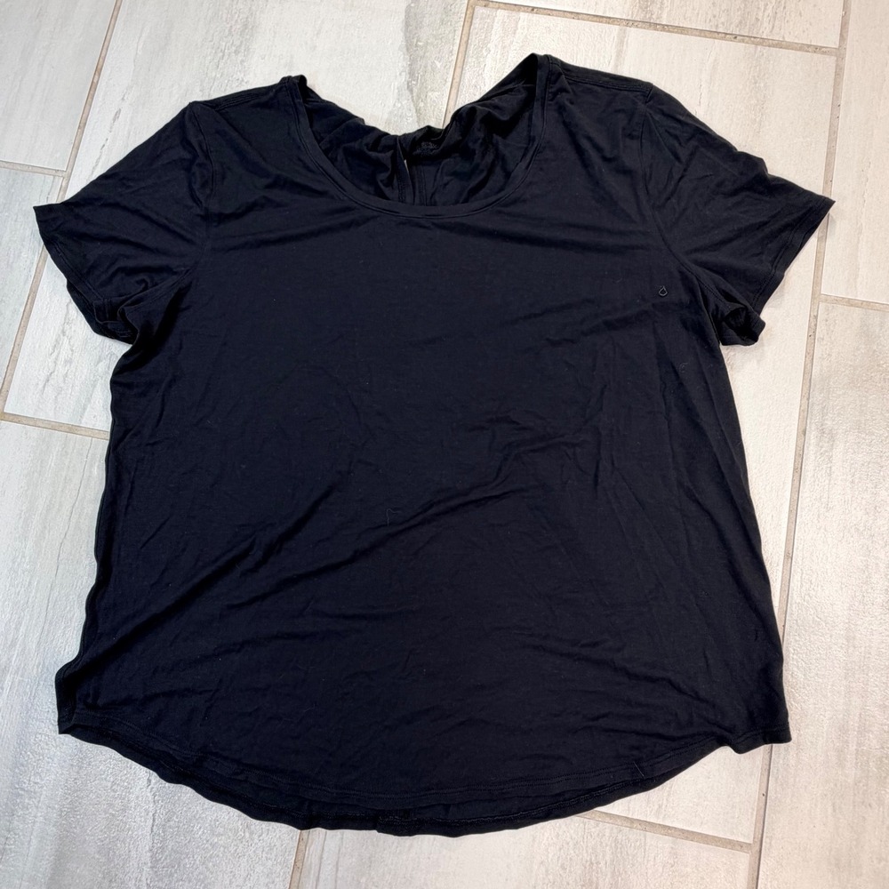 Lululemon Womens Black Open Back Short Sleeve Activewear Workout Top Size 6-8